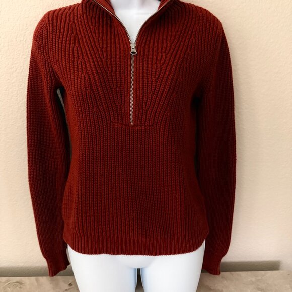 Veronica Beard Misty Half Zip Sweater in Rust Size XS - Picture 2 of 9